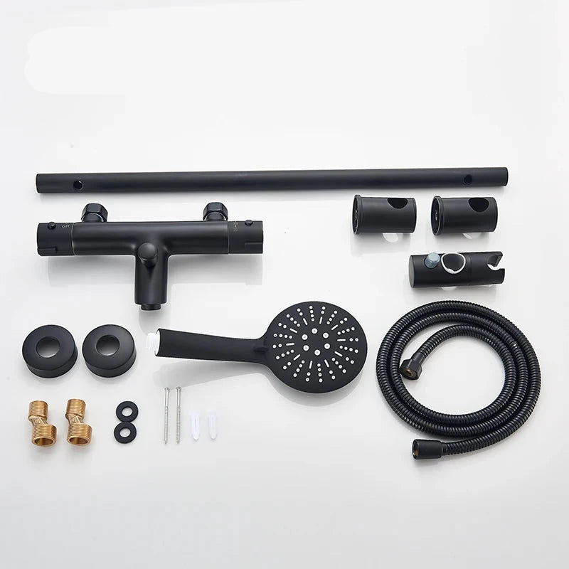 Mitigeur Bain Douche Thermostatique Noir package complet