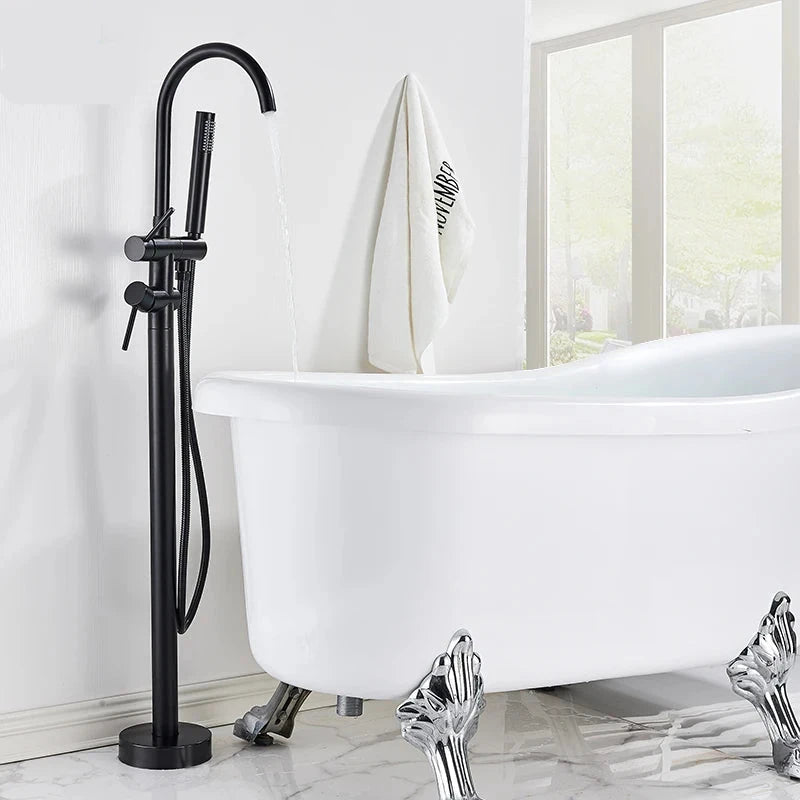 Mitigeur Cascade Noir pour Baignoire Ilot épuré