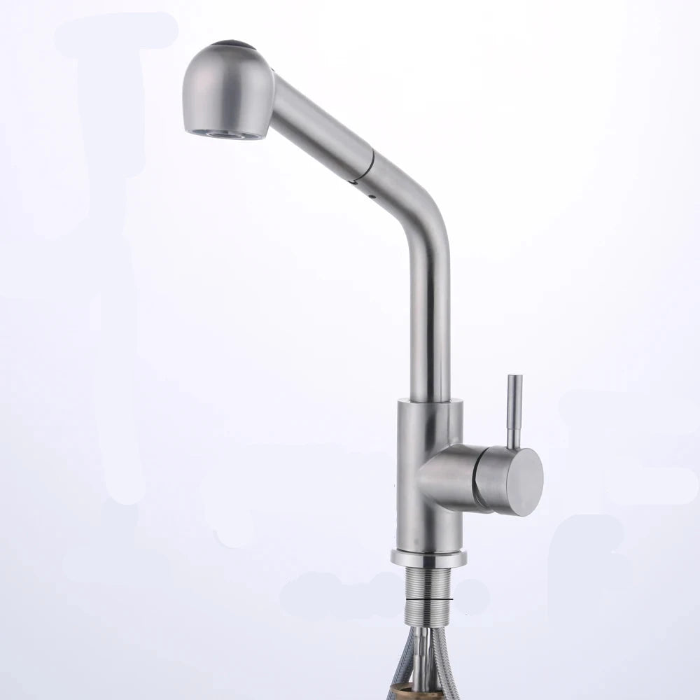 Mitigeur De Cuisine Acier Brossé avec Douchette Extractible fond blanc