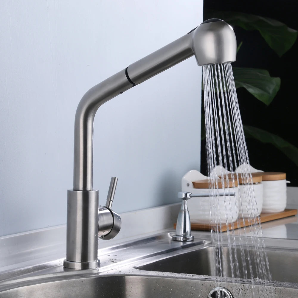 Mitigeur De Cuisine Acier Brossé avec Douchette Extractible pluie