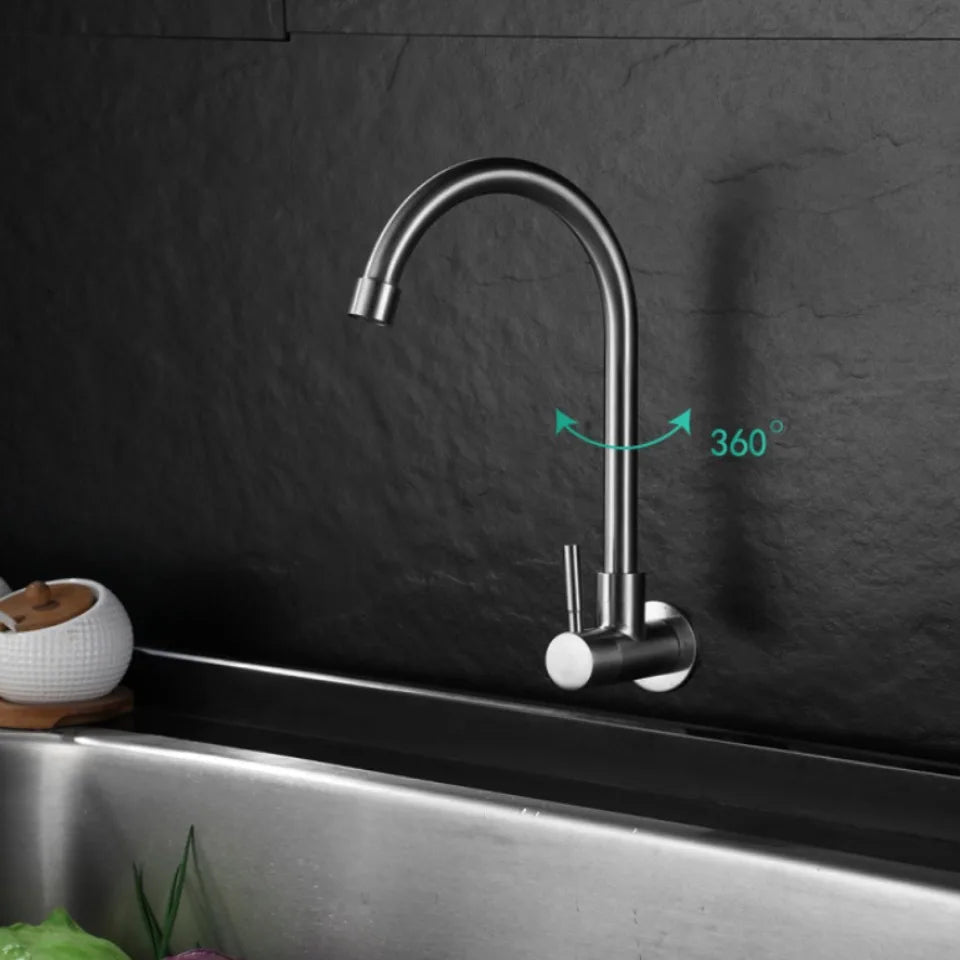 Mitigeur Mural pour Évier de Cuisine Monotrou design  rotation du bec 360 