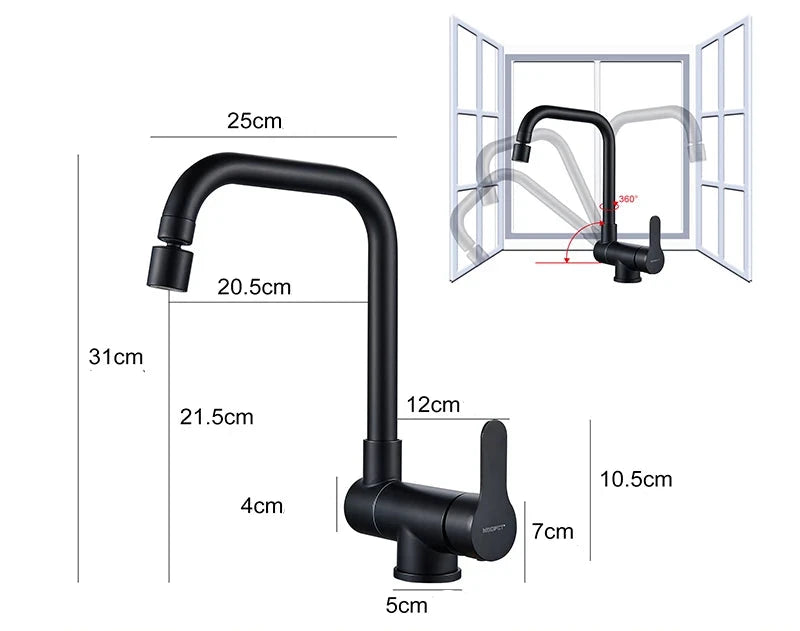 Mitigeur de Cuisine Rabattable Noir moderne