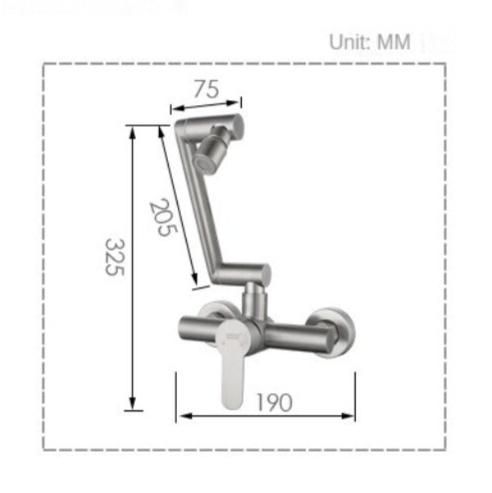 Robinet Mitigeur Mural de Cuisine avec Entraxe de 150 mm dimension
