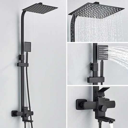 Colonne de Douche 30 cm Noir Mat avec Mitigeur - Votre Mitigeur - 