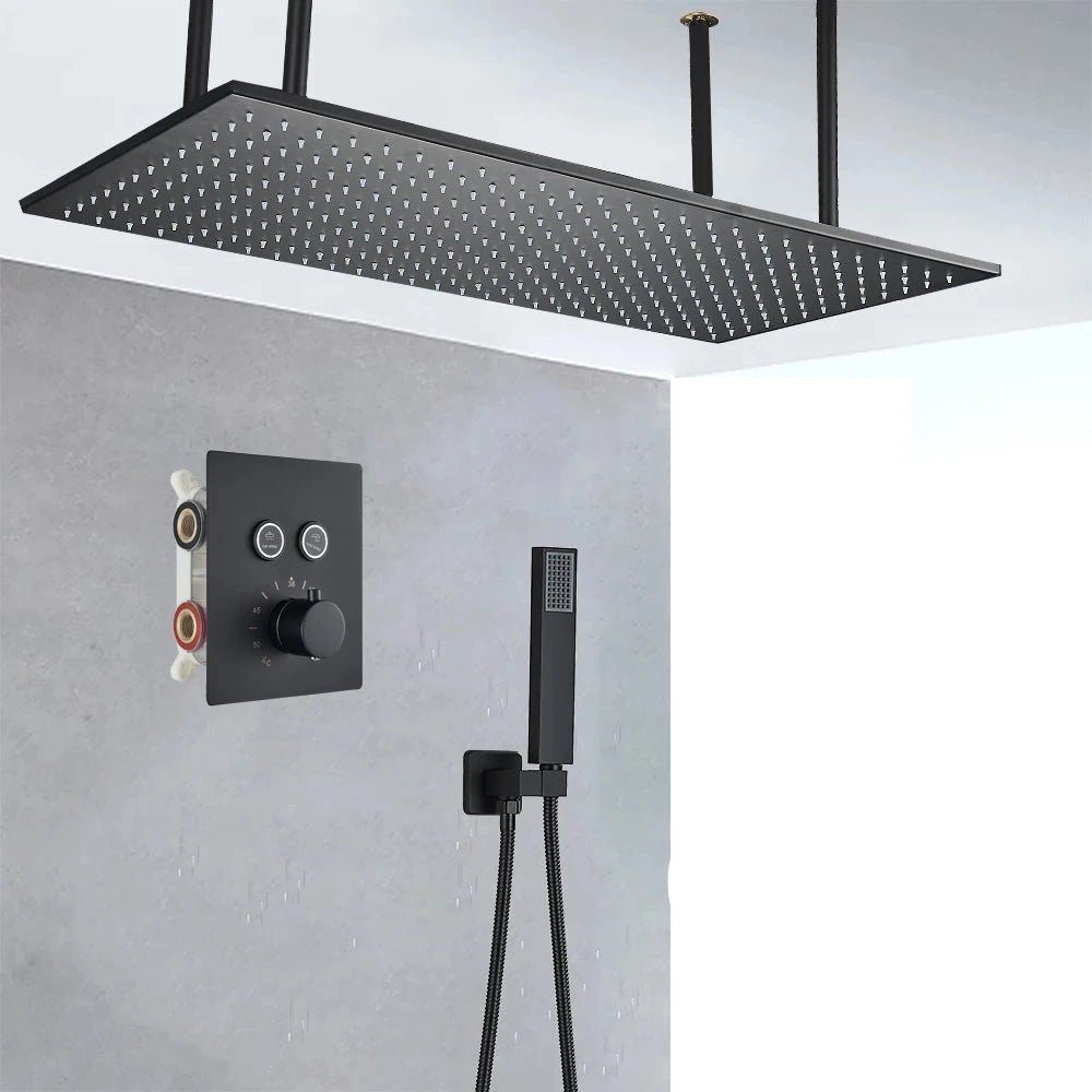 Douche avec Mitigeur Encastré Noir 40 cm - Votre Mitigeur - Sans Led - 